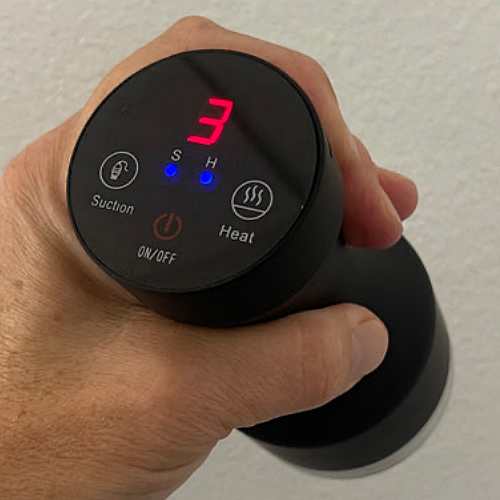 Suction, Heat and Power settings on rollerball cupping device
